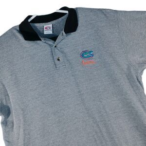 VTG Florida Gators True Fan Embroidered Gray Houndstooth Polo Shirt Men's Large